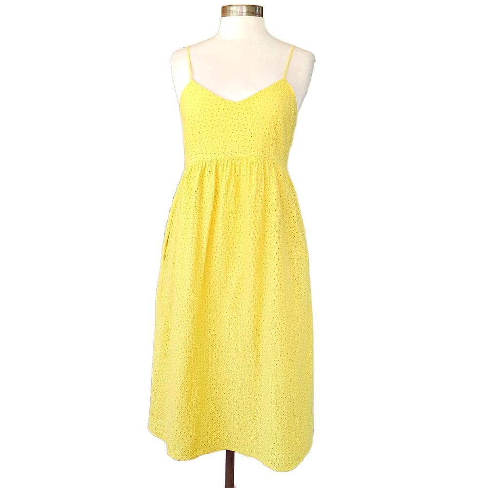 The Prairie Yellow Embroidered Eyelet Midi Dress Size 8 Summer Sundress Cottage - Picture 2 of 11